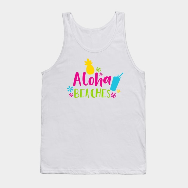 Aloha Beaches, Flowers, Pineapple, Cocktail Tank Top by Jelena Dunčević